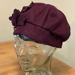 DeLux Women’s Woolen Purple Flower Harlequin Beret
